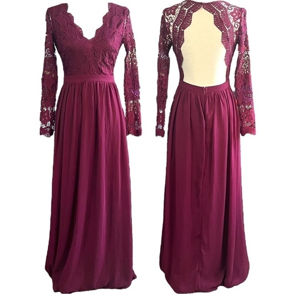 NWT Lulus Awaken My Love Burgundy Lace Maxi Dress sz S - Picture 12 of 13
